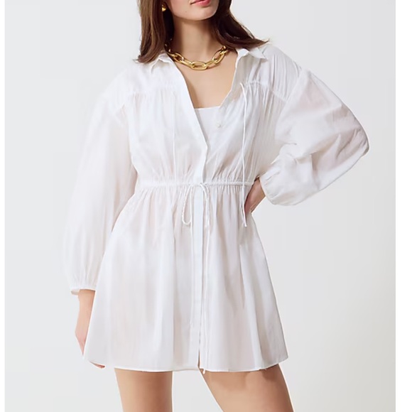 J. Crew Tie-front beach shirt in cotton voile Black XXL NEW BX640 - Picture 2 of 7